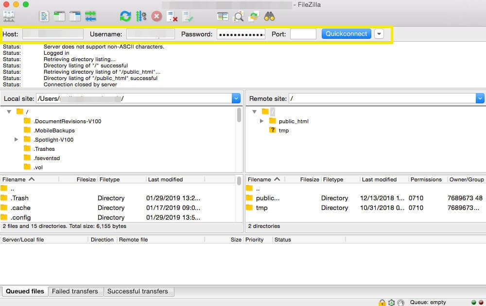 dreamhost ftp filezilla