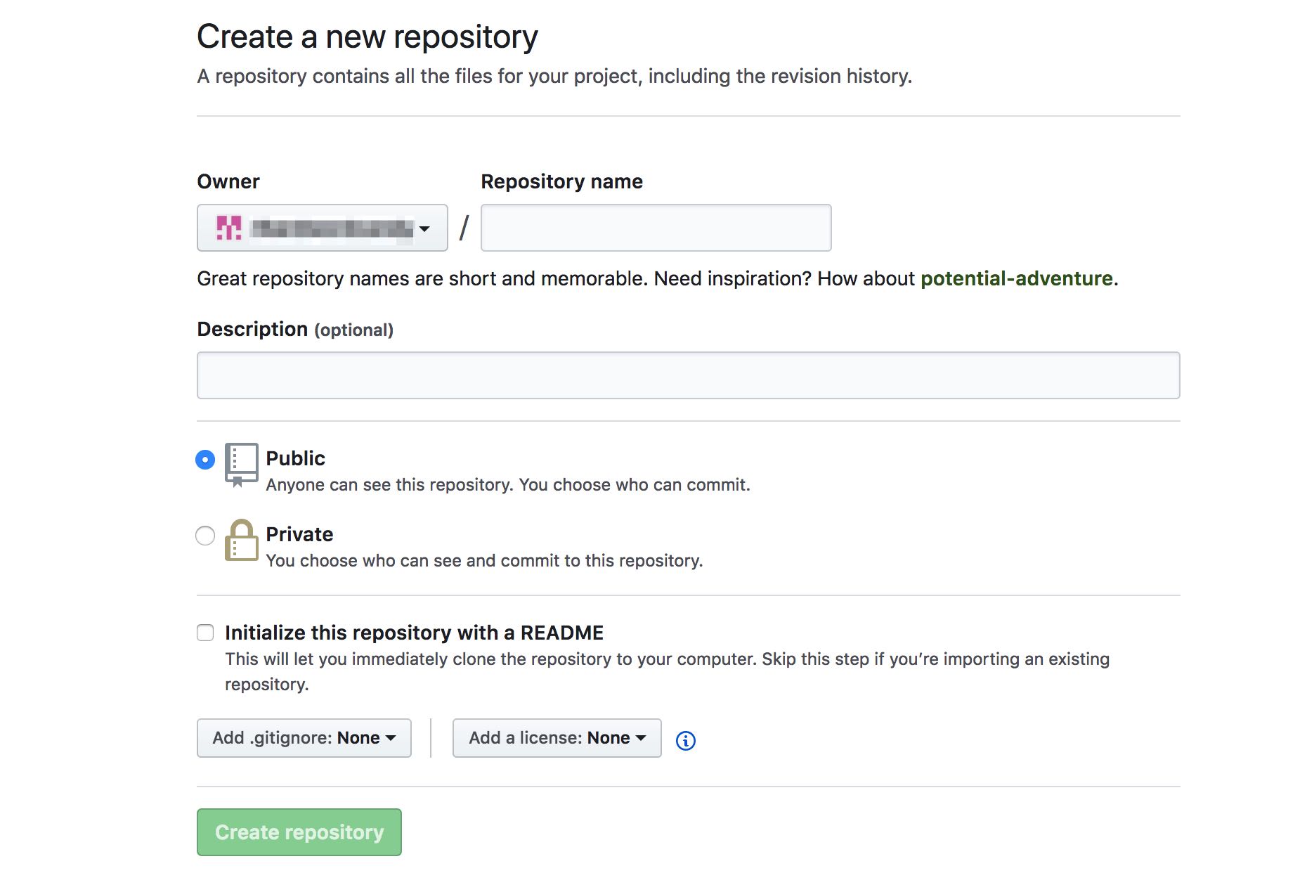 WordPress GitHub Create Repository