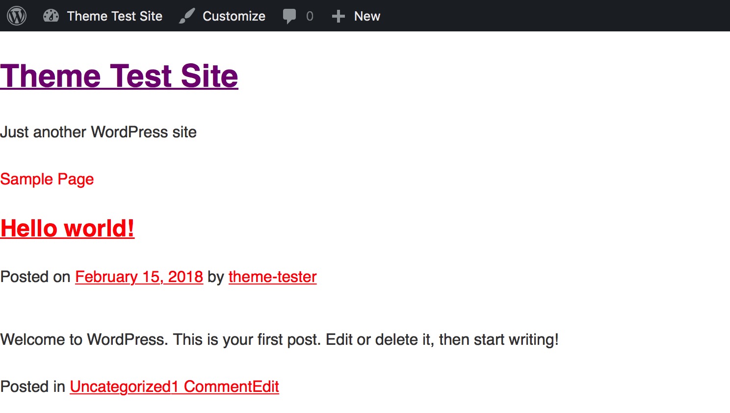 WordPress Modified Stylesheet Red