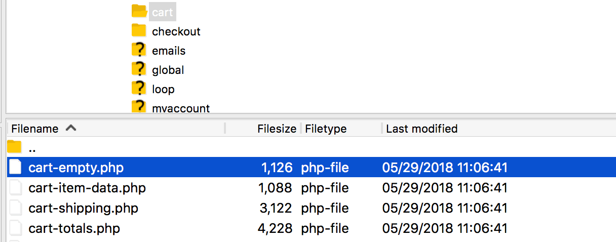 WooCommerce cart-empty.php file