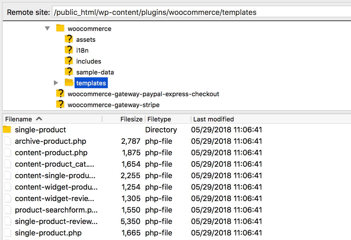 WooCommerce templates folder