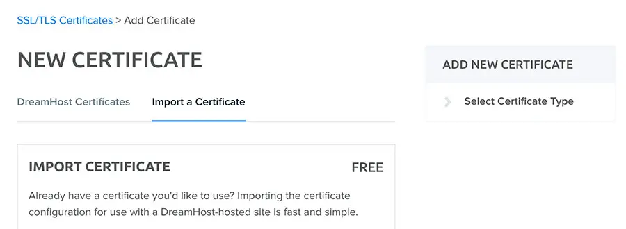 Novo certificado SSL da DreamHost