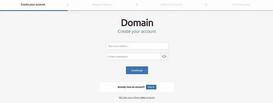 Создание новой учетной записи DreamHost.