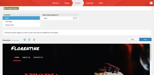 Opcje strony dla motywu Florentine.