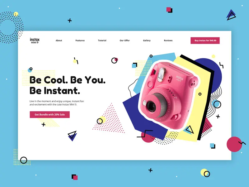 Sitio web inspirado en el diseño Memphis