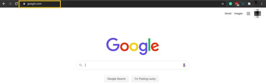 La página inicial del sitio web de Google.com