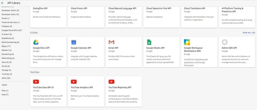 Biblioteca de API de Google.