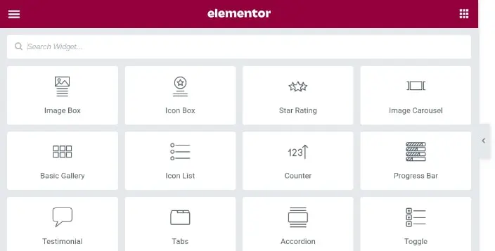 Elementor Widgets in der kostenlosen Version
