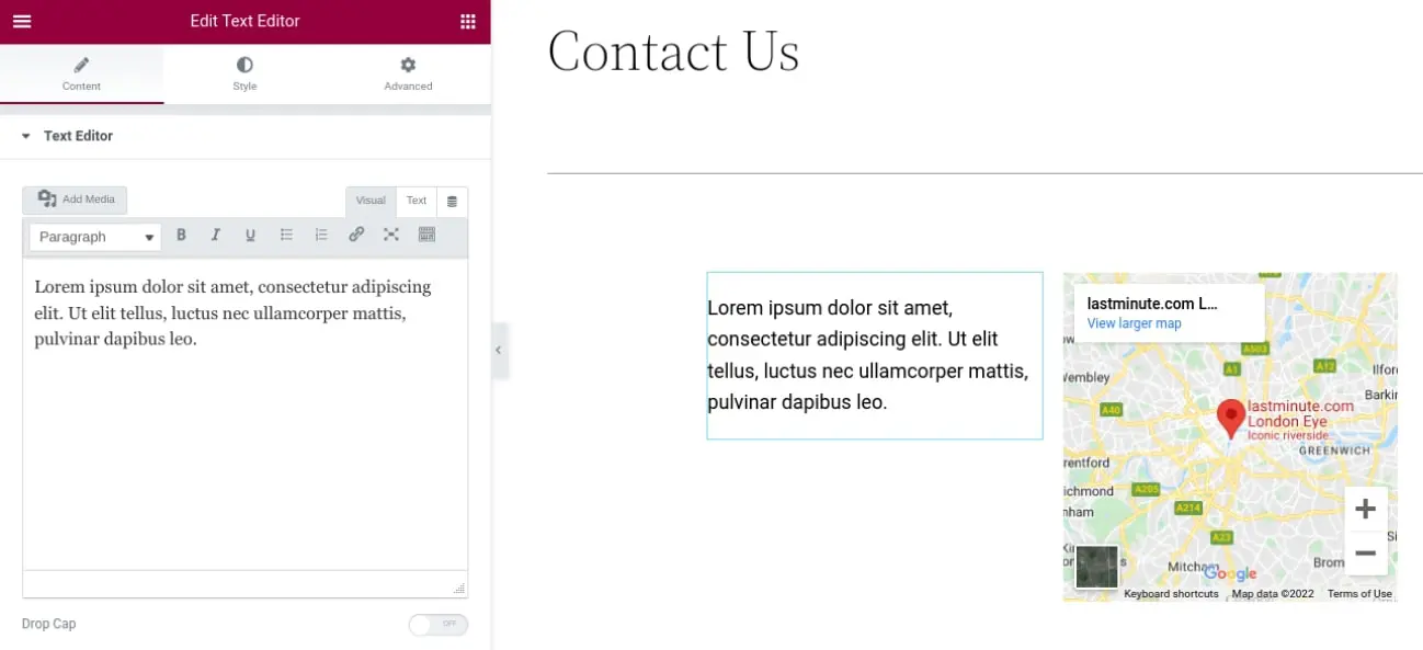 Elementor Texteditor
