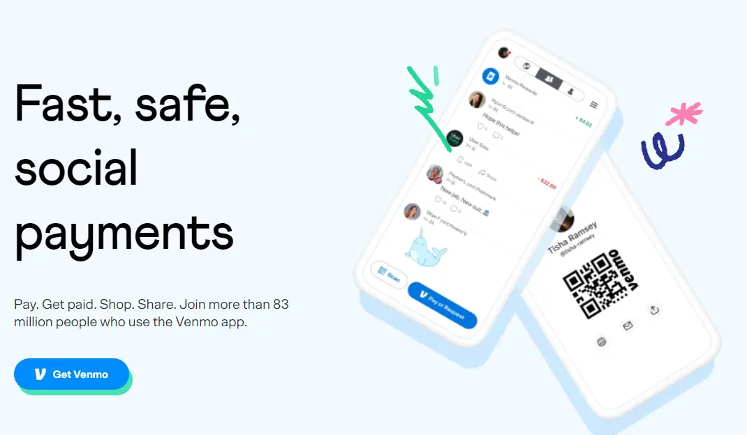 La página inicial de Venmo.