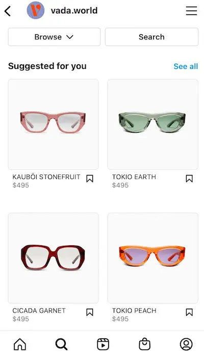 Tienda en Instagram.