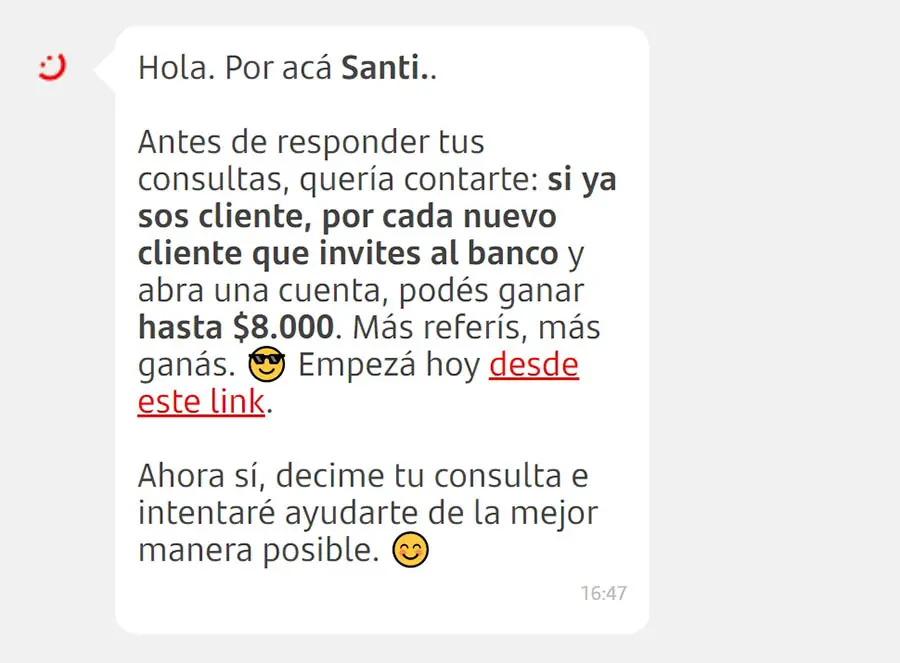 Un asistente virtual con una respuesta automática.