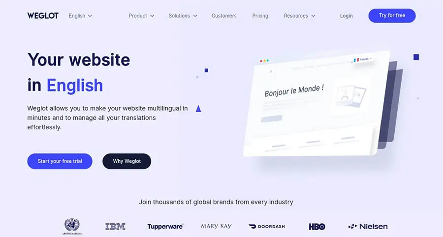 El sitio web Weglot.