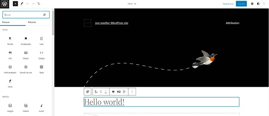 Personalizando la página inicial con el Editor de Sitio de WordPress