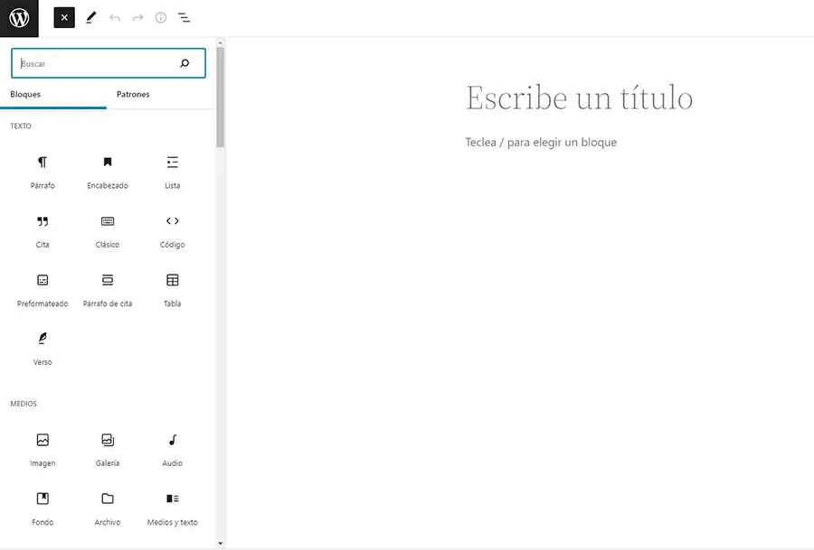 Bloques de tema de WordPress