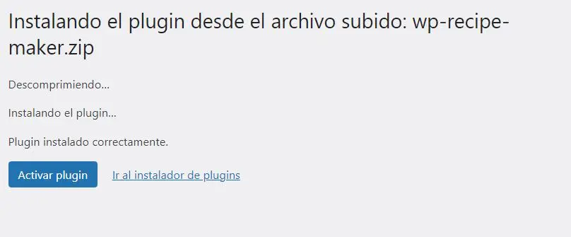 Instalación plugin panel WordPress