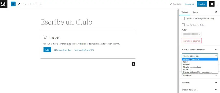 Asignando una página de plantilla personalizada en WordPress.