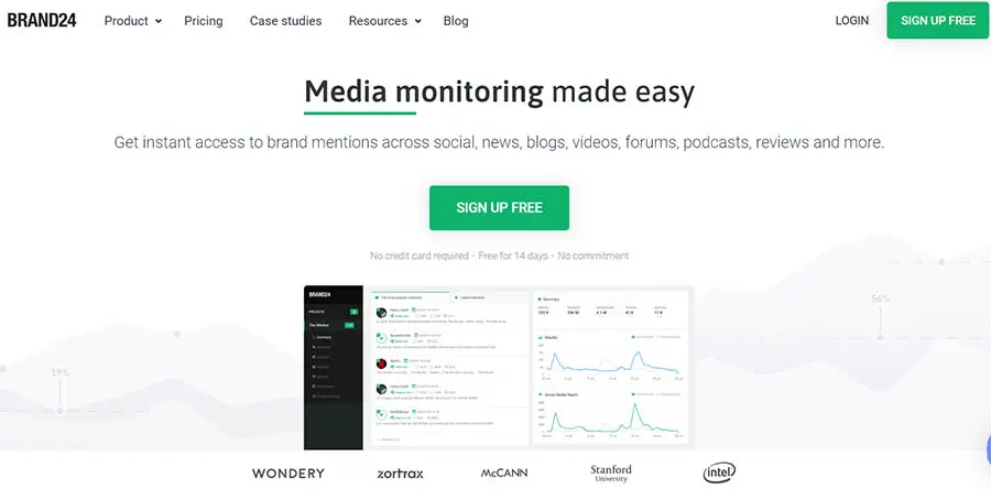 Herramienta de social listening Brand24.