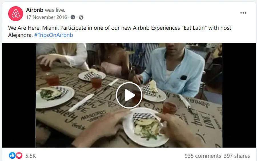 Un ejemplo de una campaña de redes sociales en Airbnb.