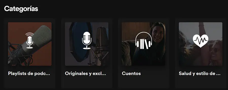 Categorias de Podcasts disponibles en Spotify