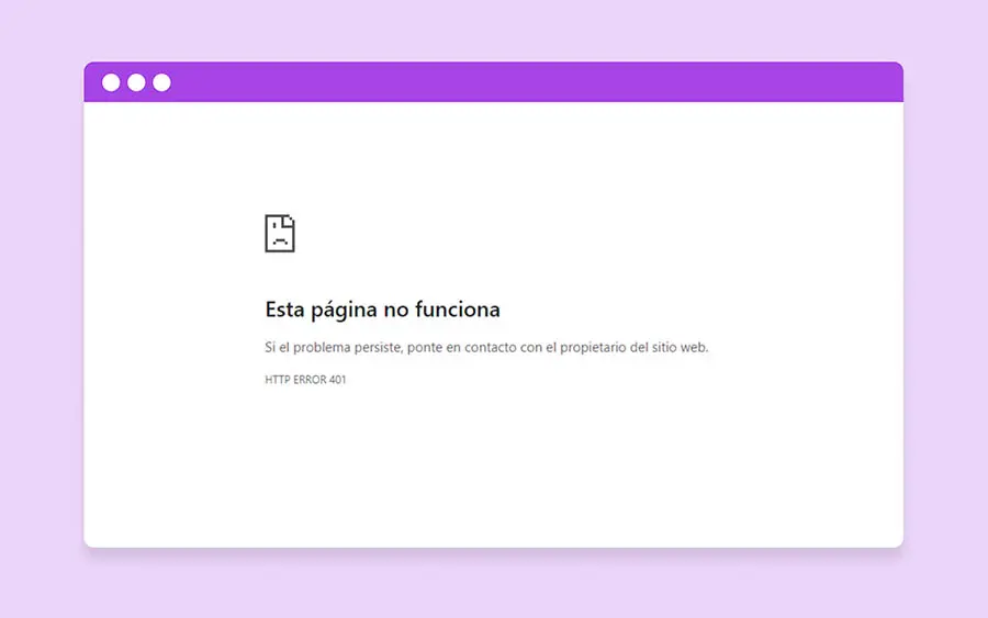 Ejemplo de error 401 en Google Chrome