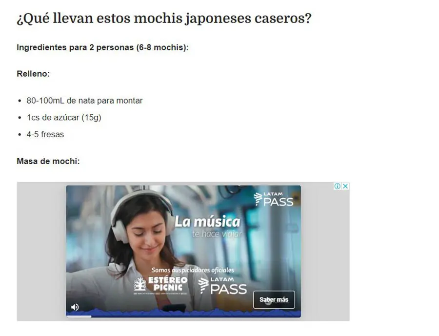 Ejemplo de anuncios que aparecen en un sitio web