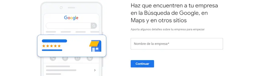 Un ejemplo de un sitio web directorio de negocios. Google My Business.