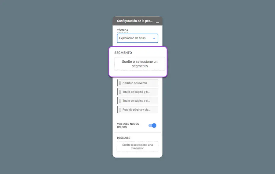 Navegando opciones de Configuración de Pestaña en GA4.