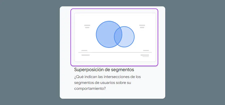 Seleccionando ‘Superposición de Segmentos’ en GA4.