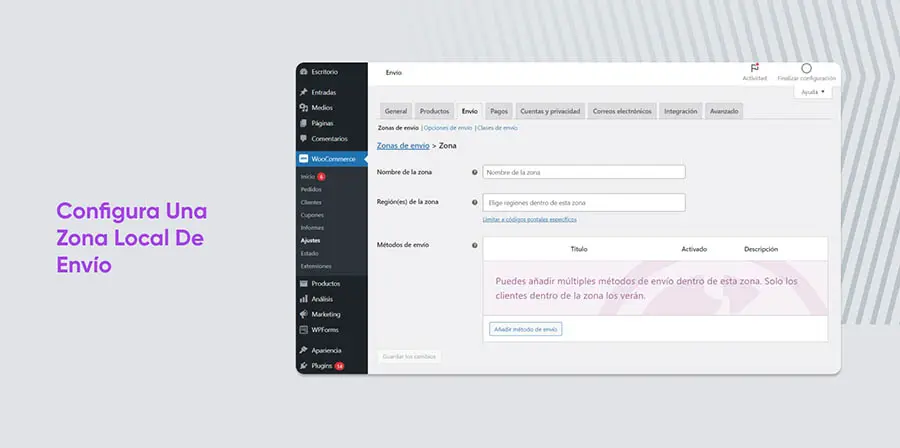Configura una Zona de envío local