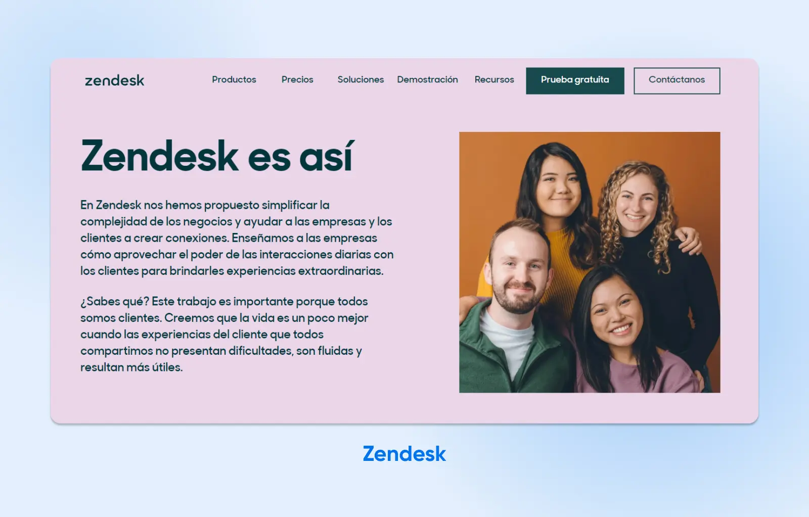 Página 'Sobre Nosotros' Zendesk