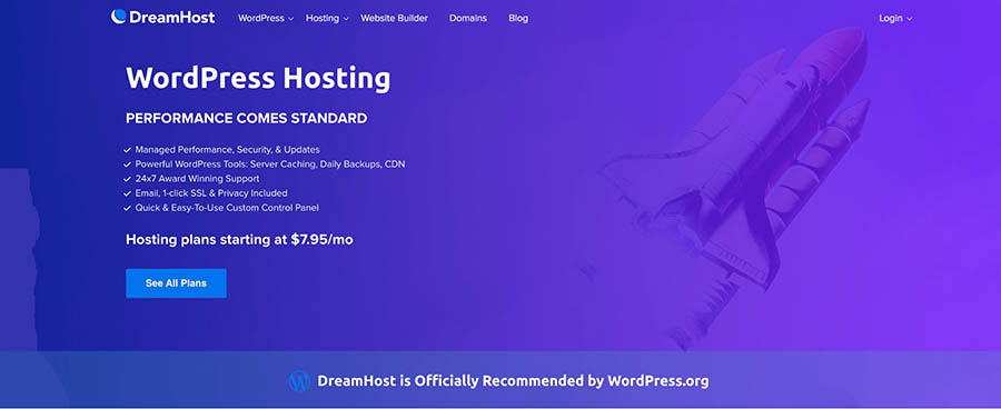 dreamhost.com wordpress hosting home page
