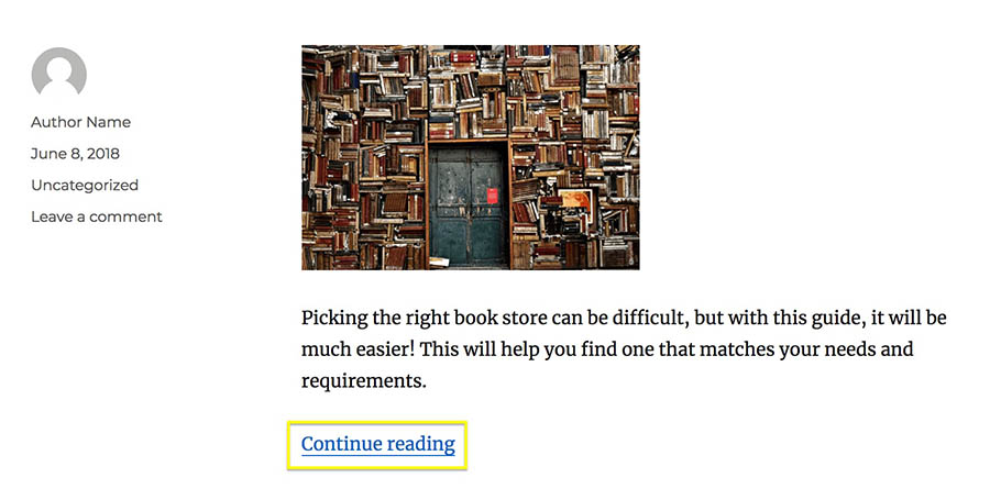 wordpress post image tag 'continue reading'