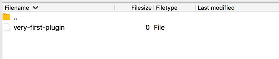 filezilla ftp example 'very-first-plugin' added to folder