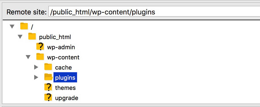 filezilla ftp example 'plugins' folder