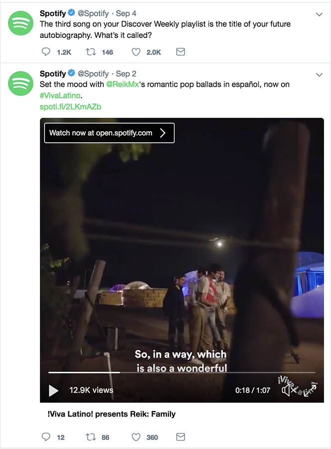Spotify post on Twitter. 