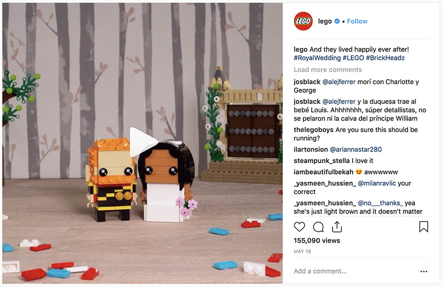 Lego's Royal Wedding-themed Instagram post.