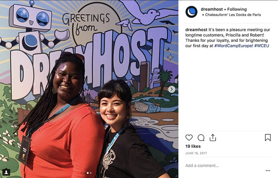 DreamHost post on Instagram. 