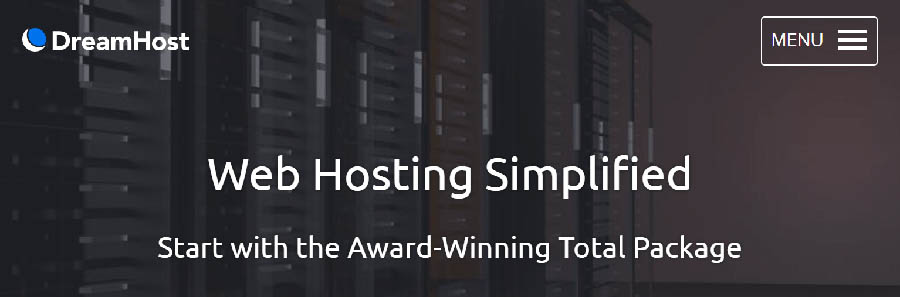 dreamhost web hosting simplified landing page
