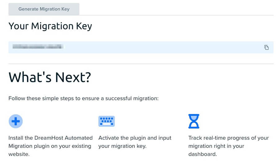 “Where to locate your migration key in a shared plan user panel.”