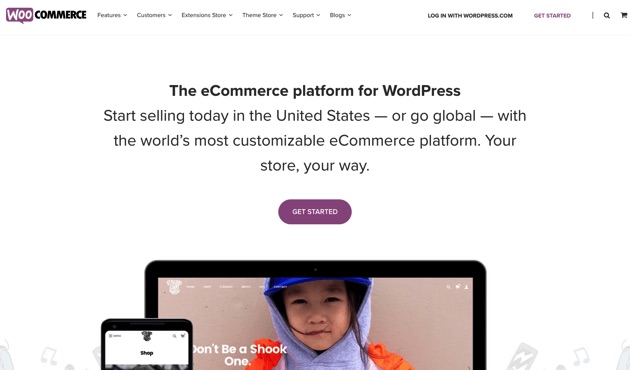 The WooCommerce home page.