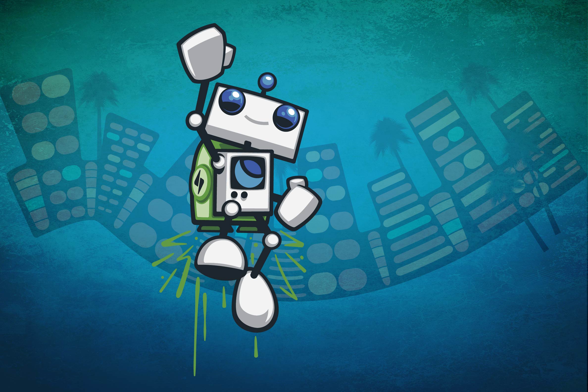 DreamHost robot jetpack illustration