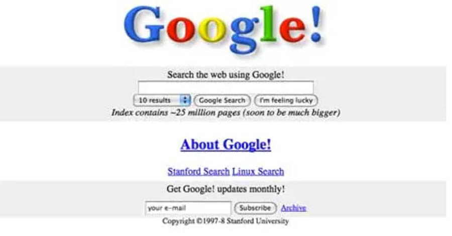 Google home page in 1996