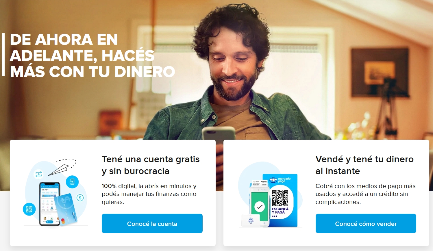 La página web de Mercado Pago Argentina.