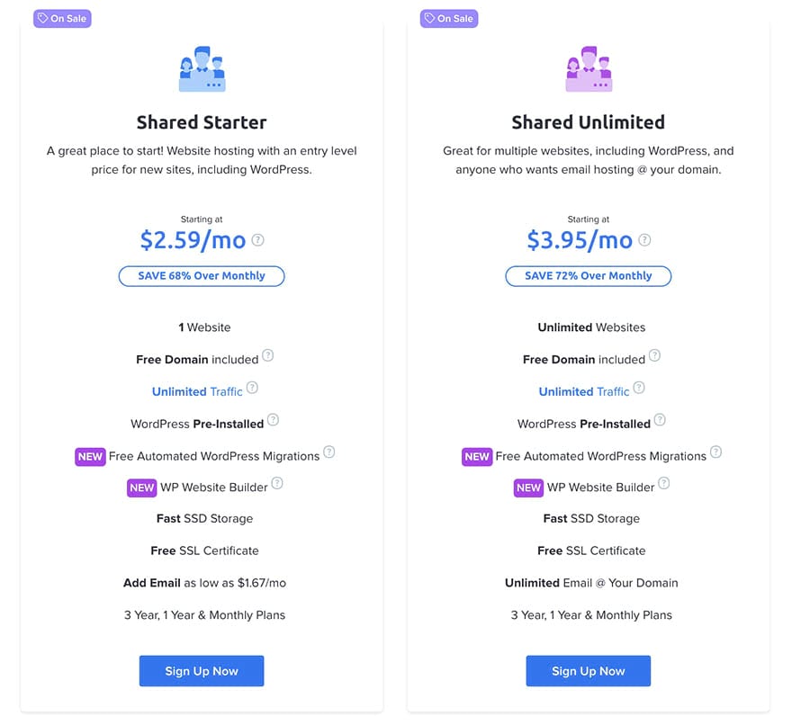 DreamHost Shared hosting plans