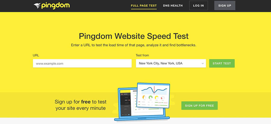 The Pingdom speed test site.