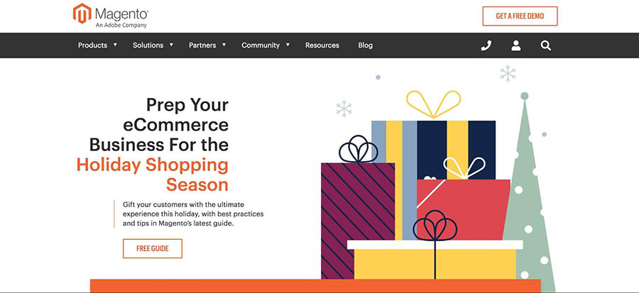 The Magento home page.