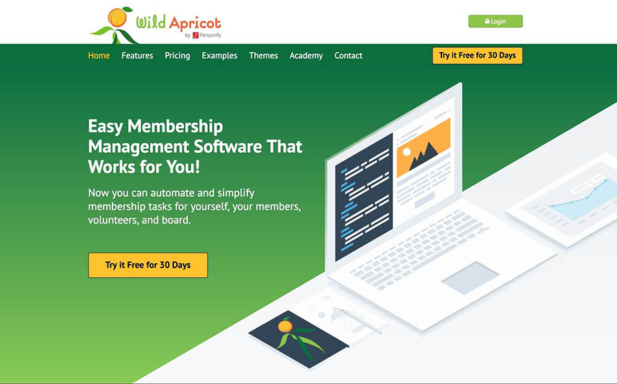 The Wild Apricot homepage.