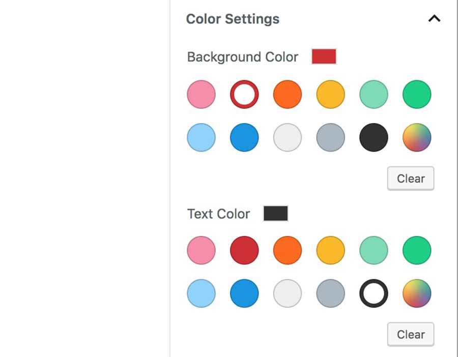 Setting the colors for a button.