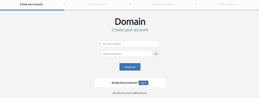 Creating a new DreamHost account.
